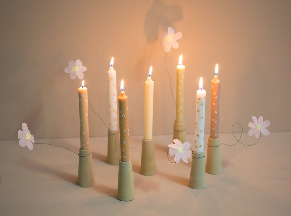Stabkerzen Blumen Sommer 4er Set