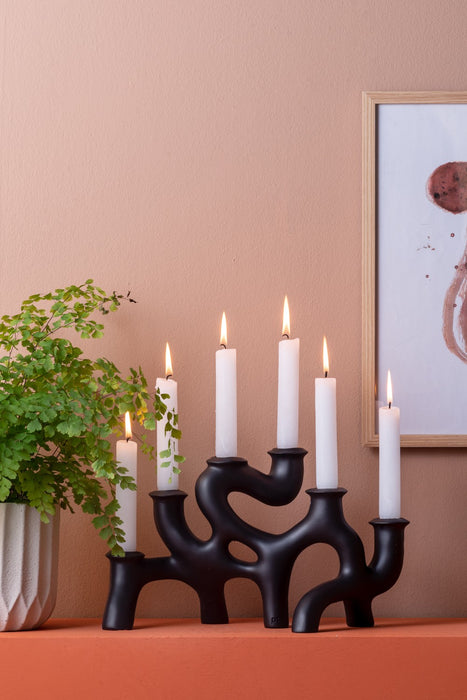 Kerzenständer für Stabkerzen Schwarz Matt
